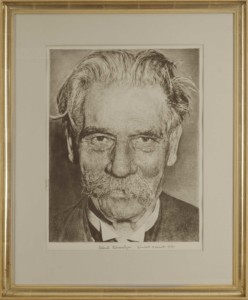 Signiertes Porträt des Arztes und Friedensnobelpreisträgers Albert Schweitzer