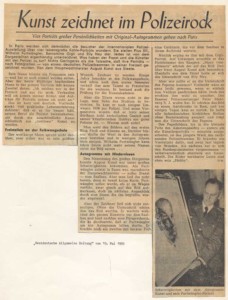August Kunst stellt vier Porträts für die Internationale Polizeiausstellung in Paris - Westdeutsche Allgemeine Zeitung im Mai 1955