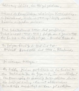 Fragment aus persönlichen Aufzeichnungen