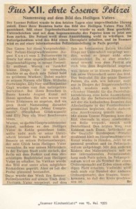 Bericht über das unterzeichnete Porträt von Papst Pius XII, das zur internationalen Polizeiausstellung in Paris gezeigt wurde - 1955